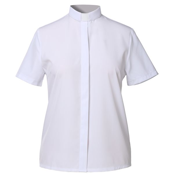 

clergy shirt women priest collar blouse church pastor white black tab collar uniform