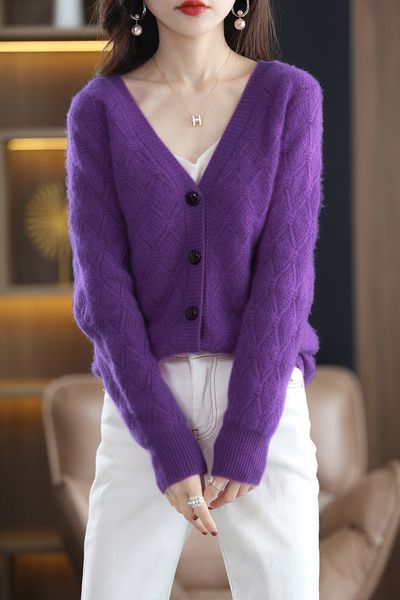

women's knits tee's tees 2023 cardigan 100 pure cashmere large vneck sweater fashion coat loose comfortable 230308, White