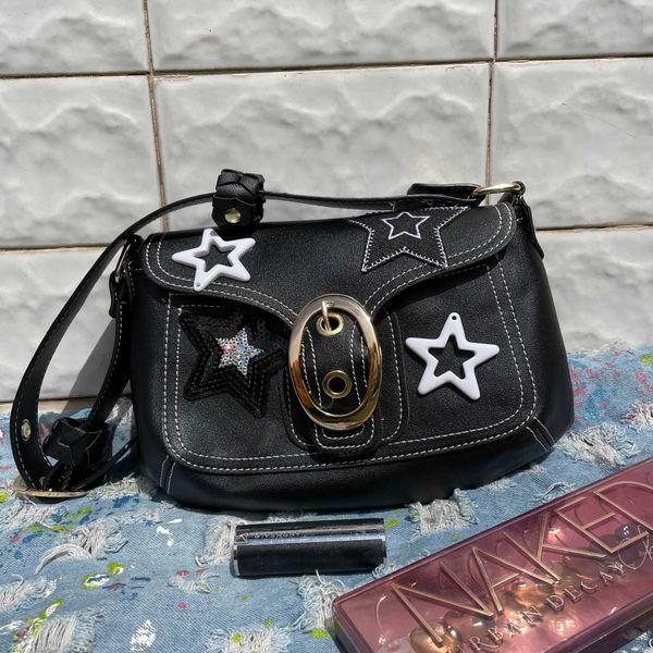 

shoulder bags vintage handbags for women street trendyol babes moto biker underarm bag autumn 2023 casual star female 230309