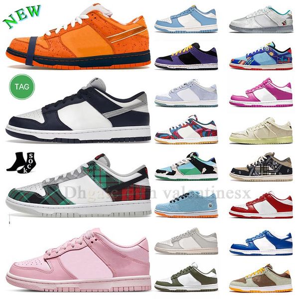 

wholesale running shoes mens womens triple pink orange lobster tartan plaid midnight navy la dodgers walking jogging otdoors dunked lows spo
