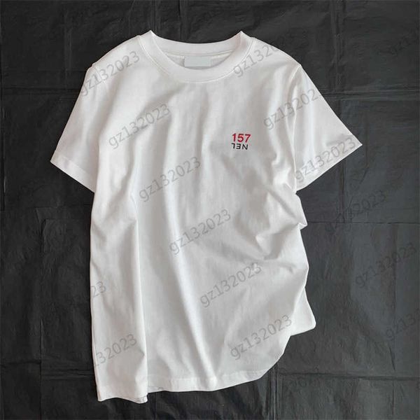 

white womens t-shirts numeral letters embroidery round neck short sleeves t-shirt simple base style casual joker women t-shirts cotton