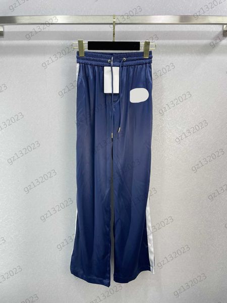 

striped pants classic logo embroidery elastic waist fashion pant drawstring design wide leg straight trousers casual joker pants for womens, Black;white