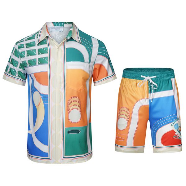 

2023 mens casual tracksuits men shirt and shorts set new summer casual printed hawaiian shirt short male printing dress suit sets plus -3xl, Gray