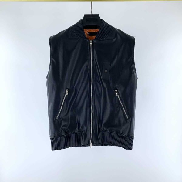 

coat jackets men's ammirwinter zip pocket cardigan black leather waistcoat high street fashion casual style designer brand niche ins ce, Black;brown