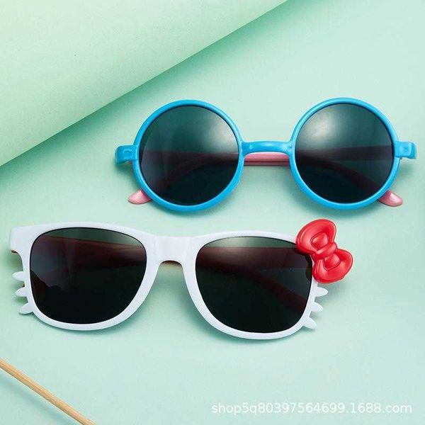 

childrens round frame sunglasses uv proof semi transparent retro wholesale, Blue