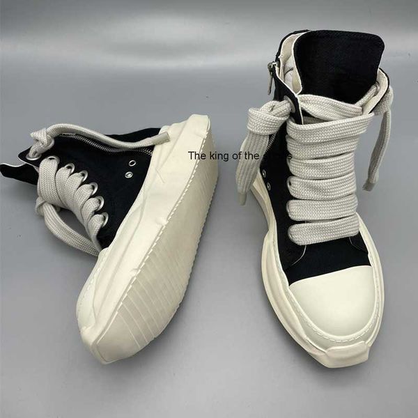 

rick original canvas shoes thick sole jumbo shoeslace drk women sports shoes owens male sneakers shdw lace-up women's sneaker wi, Black