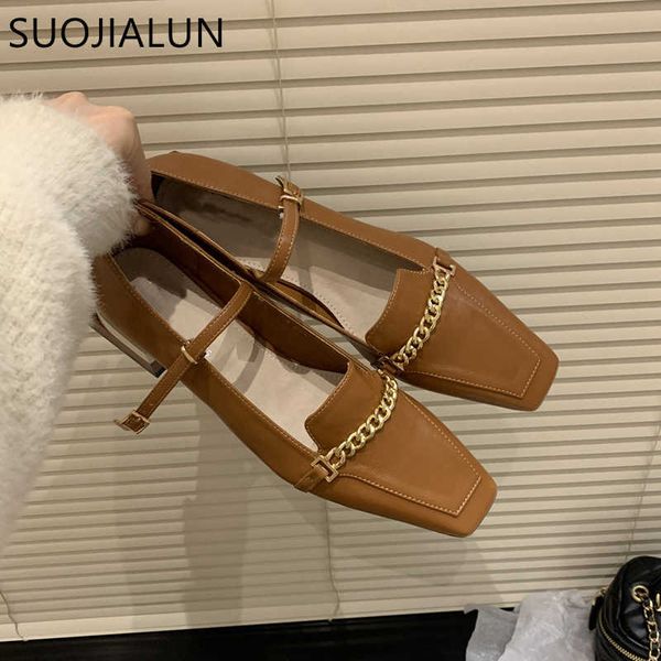 

dress shoes suojialun 2023 spring new women flat shoes fashion chain women slip on loafers shoes casual low heel british style oxford shoes, Black
