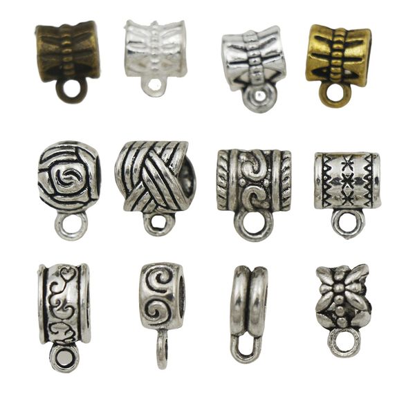 

dangle hanger beads links tube bail connectors tibetan silver alloy fit european charms bracelet pendants 100pcs