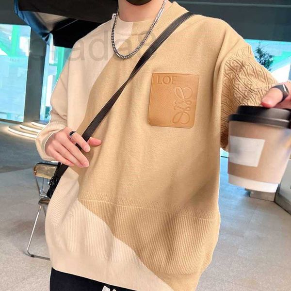 

men's sweaters designer cotton sweater sweatshirt splicing contrast color round neck pullover short sleeve women's loose embroider, White;black