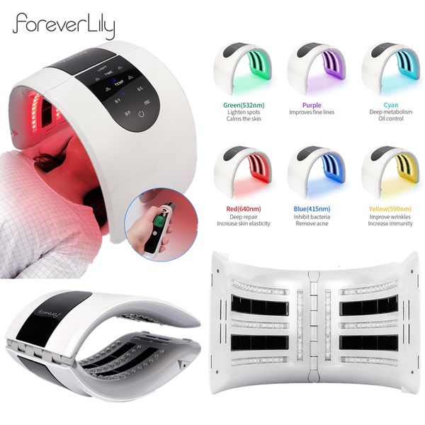

face massager 2 in 1 foldable 7 color led pon heating threapy body mask machine salon home use skin rejuvenation acne care 230309