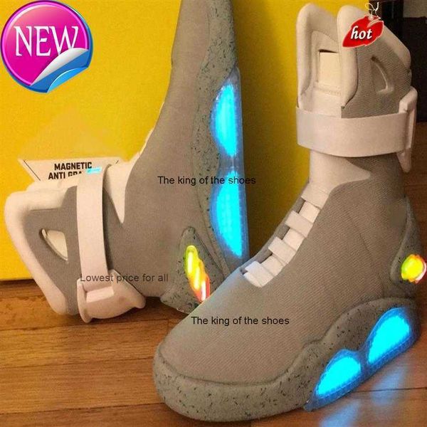 

2023 automatic laces sneakers led shoes dark gray marty mcfly 's lighting marty mcflys air mag back to the future glow in the mags 317i, Black