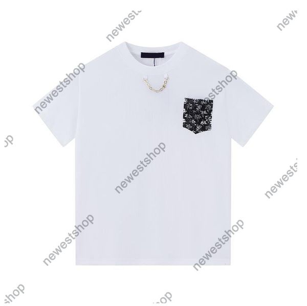 

23ss men's plus tees & polos designer tee t shirt mens chest letter print t shirts short sleeve cotton women chain printing plus size s, Black;brown