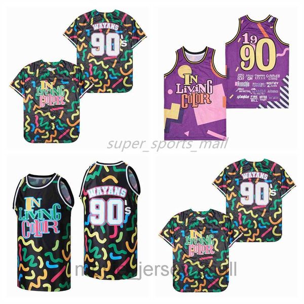 

movie basketball jerseys 90# in living color wayans jersey, Black;red