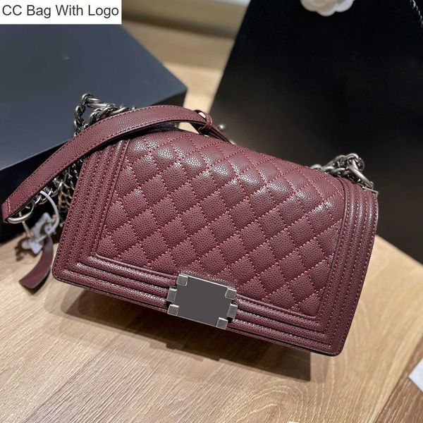 

cc handbags cowhide girl boys plaid quilted bags genuine leather handbags vintage silver hardware matelasse chain strap crossbody shoulder p, Black