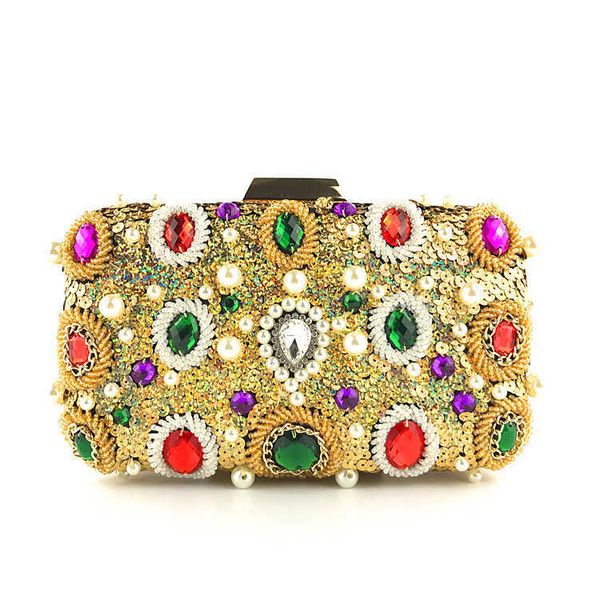 

hengmei hand holding dinner bag handmade pearl embroidery sequin inlaid diamond fashion women's bag 230309