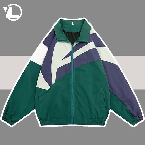 

men's jackets harajuku varsity jacket men hip hop street patchwork stand collar windbreaker coats zipper casual loose college jackets c, Black;brown