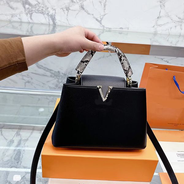 

capucines bb bag solid grain taurillon leather mini tote bag macaron collection luxury ladies snake print fashion flap crossbody handle