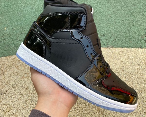 

jumpman 1 mid space jam basketball shoes 1s black/dark concord-white sports outdoor sneakers whit box