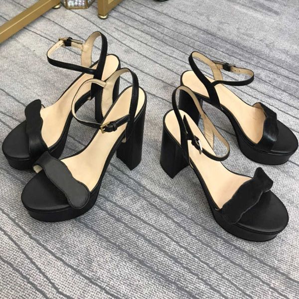 

platform thick heel sandals womens shoe fashion open toe leather dress shoes formal wear elegant temperament office shoes 8.5cm .5cm 34-42, Black