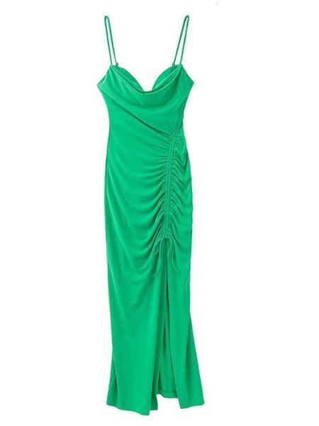 

skirts 2023 green woman slip dress drawstring fashion elegant sleeveless back zipper party female vestido 230308, Black
