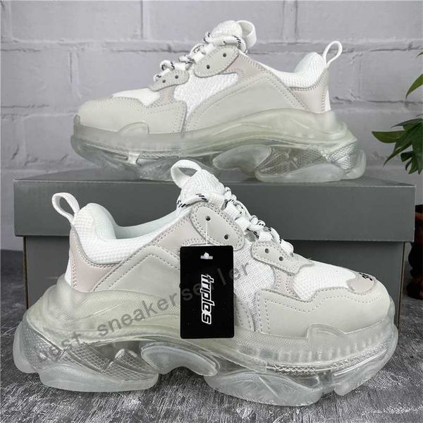 

paris casual shoes triple s clear sole trainers dad shoe sneaker black silver crystal bottom mens womens superior quality chaussures