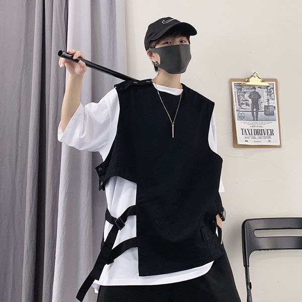 

men's vests men and women casual vest korean version trend loose ins solid color japanese hip hop large size tooling allmatch 230309, Black;white
