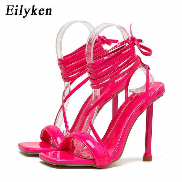 

arrival summer square toe high heel women sandals ankle strap ladies club stripper shoes 230306, Black