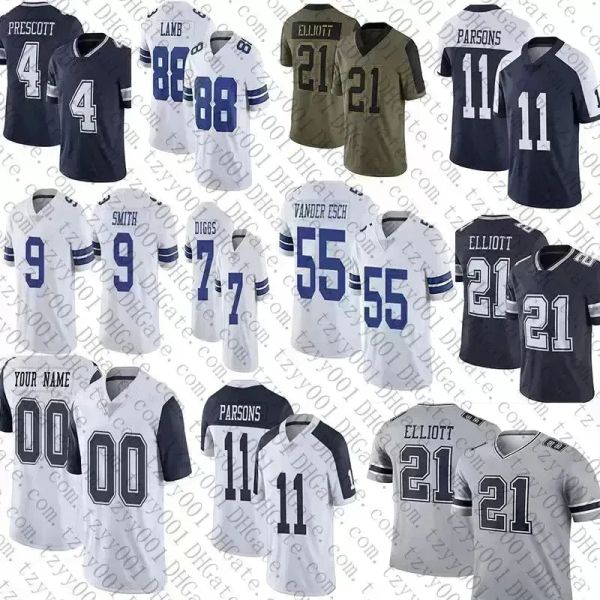 

custom ceedee lamb trevon diggs micah parsons football jerseys 20 tony pollard ezekiel elliott dak prescott dalton schultz leighton vander e, Black;red