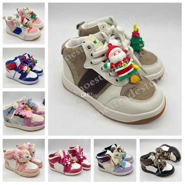 

designer 1 kids basketball shoes infants toddler childrens blue pink green bred board trainers sneakers sports outdoor christmas gift size 2, Black