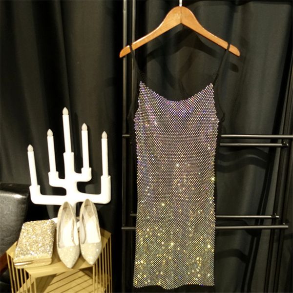 

skirts bungee slim y2k women s summer bright diamond crystal temperament bag hip sling mid length dress fashion trend sidaimi 230308, Black