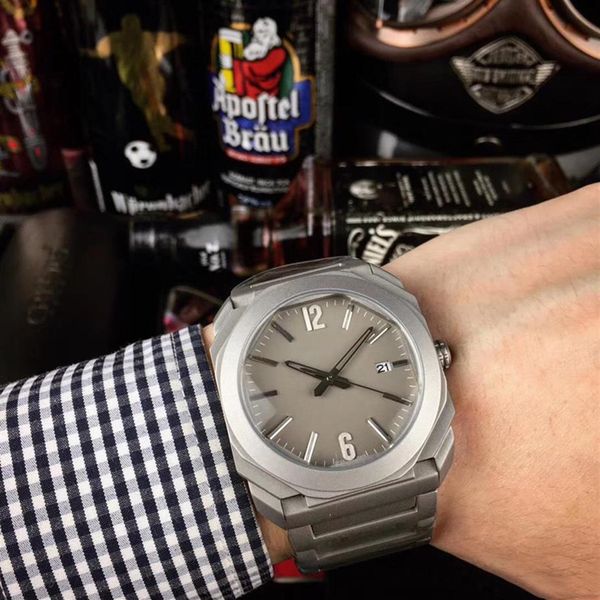 

new mens watch 38mm dial octo series automatic mechanical sapphire glass stainless steel strap wristwatch242x, Slivery;brown