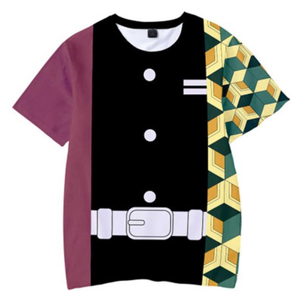 

t-shirts children's round collar demon slayer t shirts short-sleeve summer new boys girls tee-shirts 3d printing anime leisure tees l2, Blue