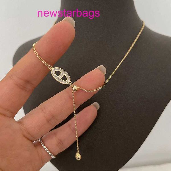 

designer herms necklace for sale korean s925 silver temperament geometric pig nose female tassel elegant clavicle chain art personality jewe