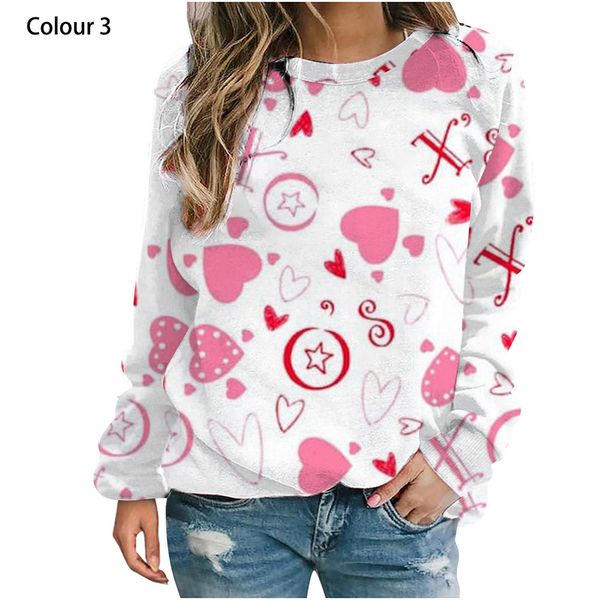 

women's crewneck long sleeve pullover sweatshirt 3d print heart pattern jumper casual fashion comfy oversized pullover, Black