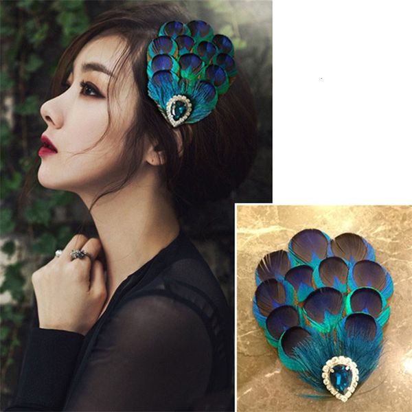 

headwear hair accessories elegant women clips fashion peacock feather pins luxurious party barrettes pins pin 230309
