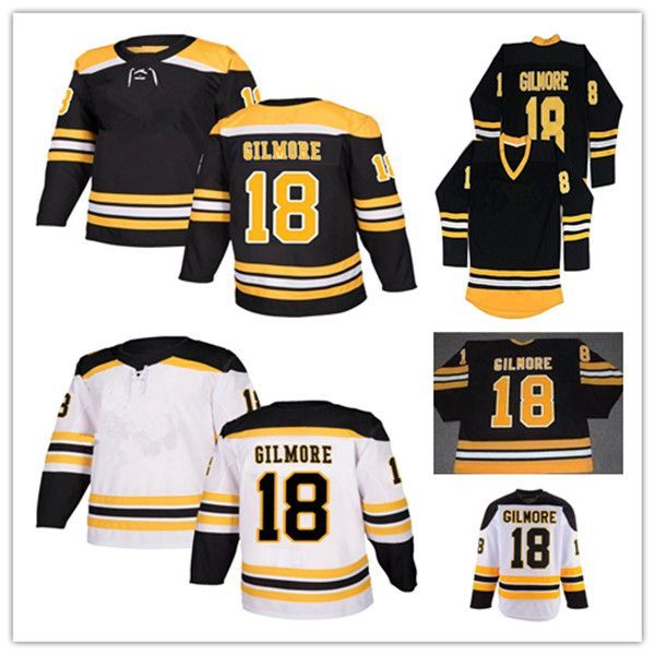 

custom men retro 18 happy gilmore boston hockey jerseys black white yellow alternate stitched uniforms women youth size s-3xl, Black;red