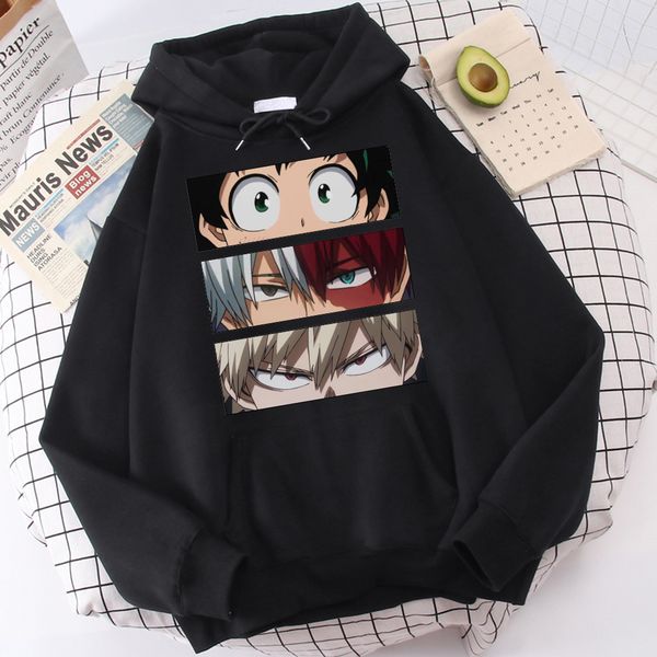 

men's hoodies sweatshirts my hero academia casual oversized japanese cartoon loose hoodie comfortable creativity streetwear male 230309, Black