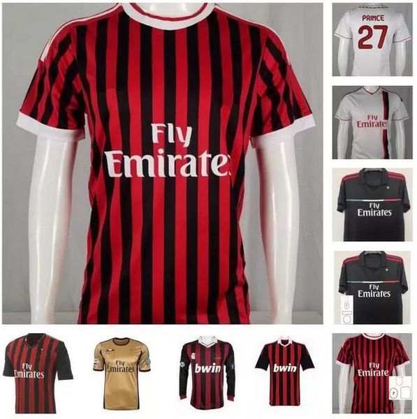 

ac milans 2009 2010 2011 2012 2013 2014 retro soccer jersey 09 10 11 12 13 14 ronaldinho beckham maldini pato seedorf inzaghi ibrahimovic pi, Black;yellow