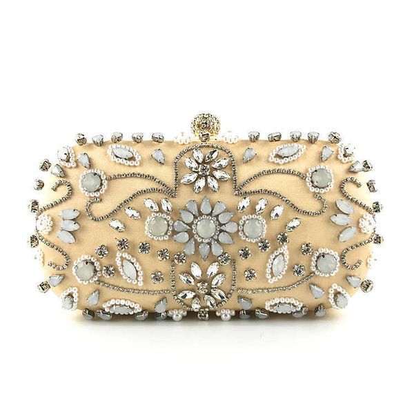 

hengmei hand holding dinner bag handmade pearl embroidery inlaid with diamond fashion slung craft women's bag 230309
