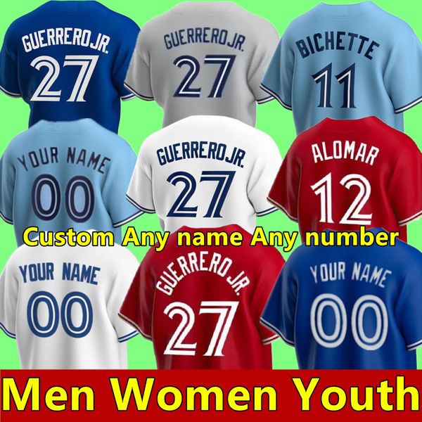 

men 27 vladimir guerrero jr. baseball jersey 11 bo bichette alejandro kirk alek manoah 26 matt chapman george springer drury hernandez 13 gu, Blue;black