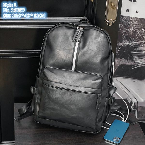 

factory wholesale men shoulder bag 2 colors college style color matching leather student backpacks outdoor travel sports leisure backpack ve