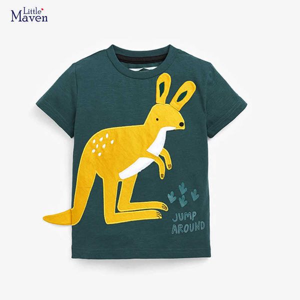 

t-shirts little maven 2023 boys t shirt animal kangaroo appliques children clothing summer new kids boys tees l230309, Blue