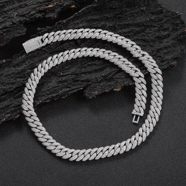 

10mm ling hip hop tennis chain 5a zircon cuban link chian women men gift, Black