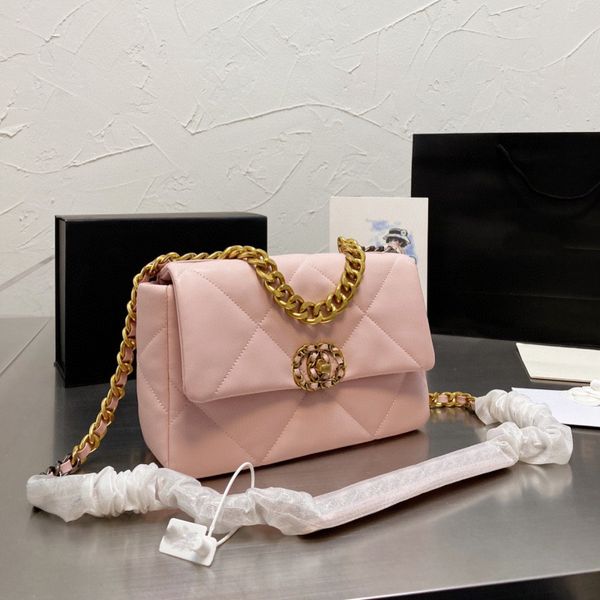 

designer channel 12 leather flap lambskin handbag shoulder crossbody classic quilted purse metal chain 25cm ladies fashion bag gold silver c