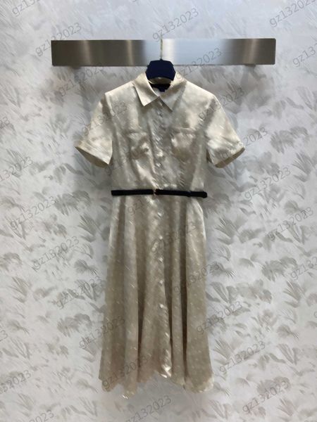 

dresses fashion classic presbyopia jacquard lapel shirt dress single row button open belt slim pocket maxiskit dresses for woman, Black;gray