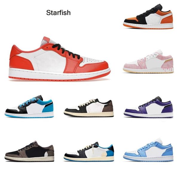 

little and big kids jumpman 1 low basketball shoes 1s unc pine green pairs university blue smoke grey starfish red obsidian yellow banned br, Black