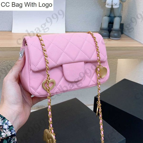 

cc handbags womens love chain lambskin flap bags classic diamond quilted gold metal hardware chain crossbody coins purse designer ladies lux, Black