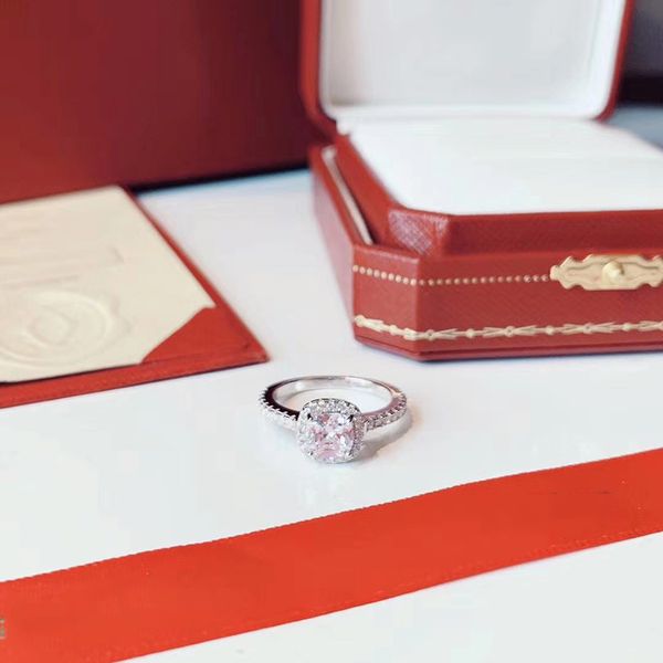 

luxury designer ring white stone rings material square diamond ring 5-9 size fashion versatile temperament ring for woman high-end luxury fa, Silver