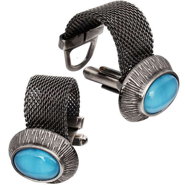 

cuff links hawson mens cufflinks with chain stone and antiblacktone shirt accessories party gifts for young men cats eye 230309, Silver