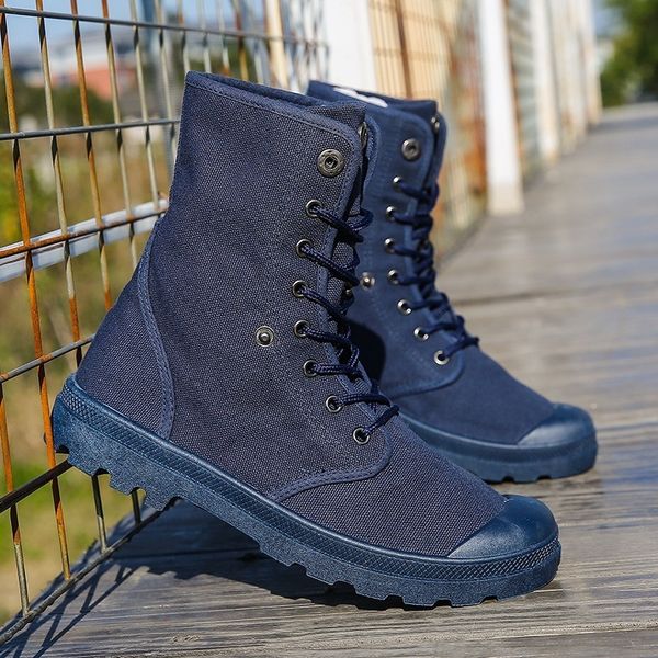

boots canvas shoes men leisure high ankle male flat man footwear military casual spring autumn drop 230309, Black